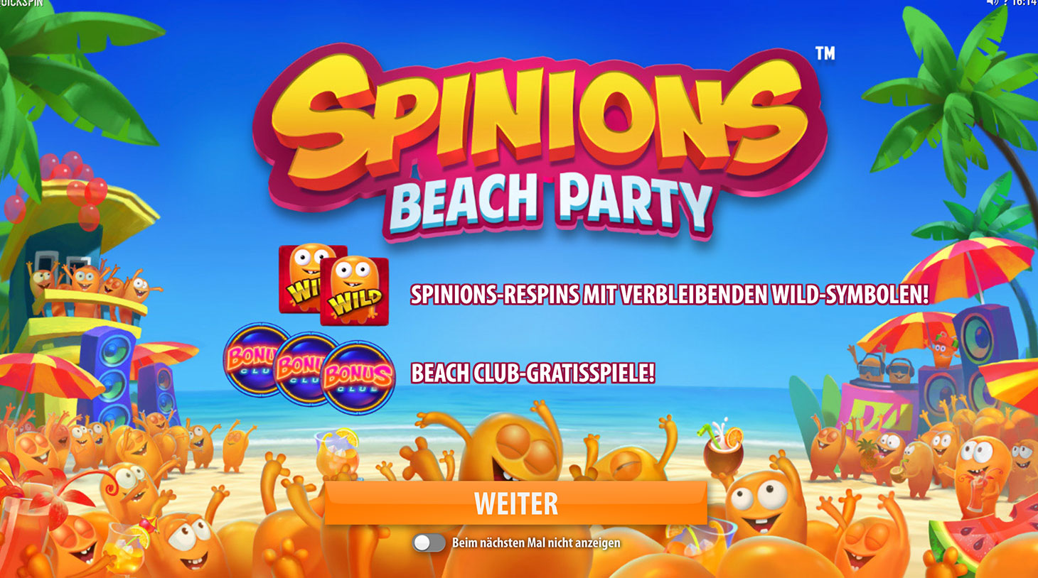 Spinions beach party spielautomat