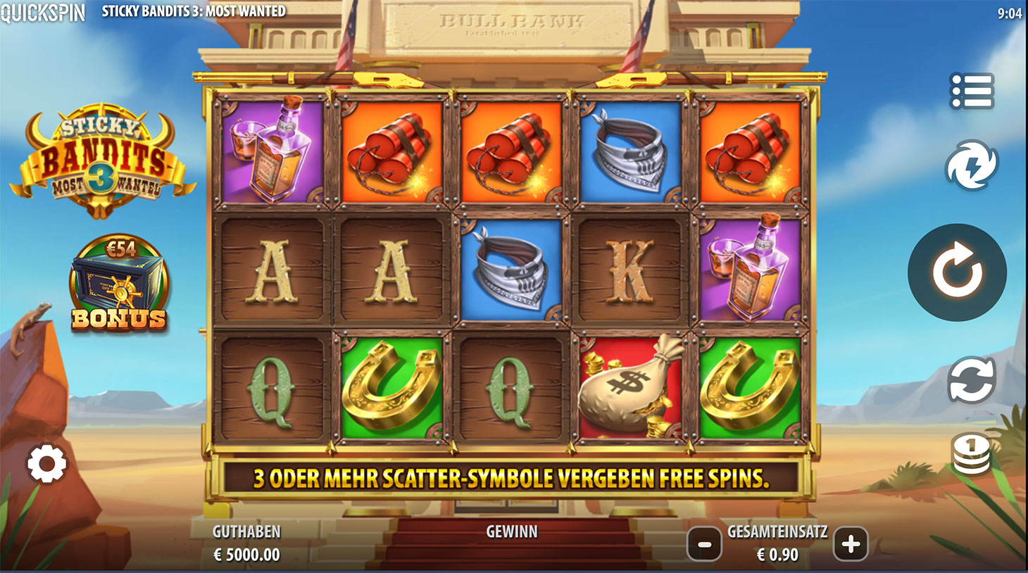 Sticky 3 bandits most wanted slot